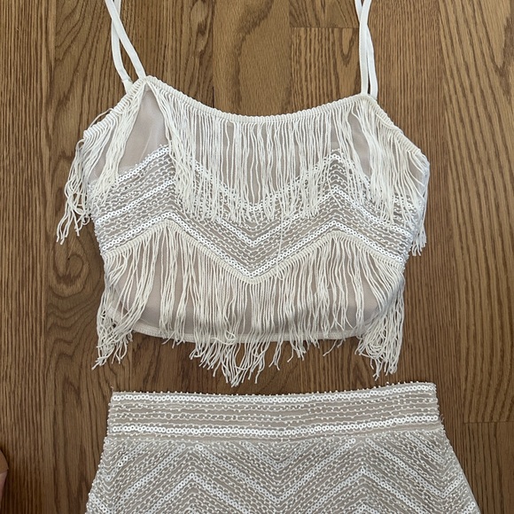 Lulu's Ivory Fringe Skirt Set - Picture 4 of 7